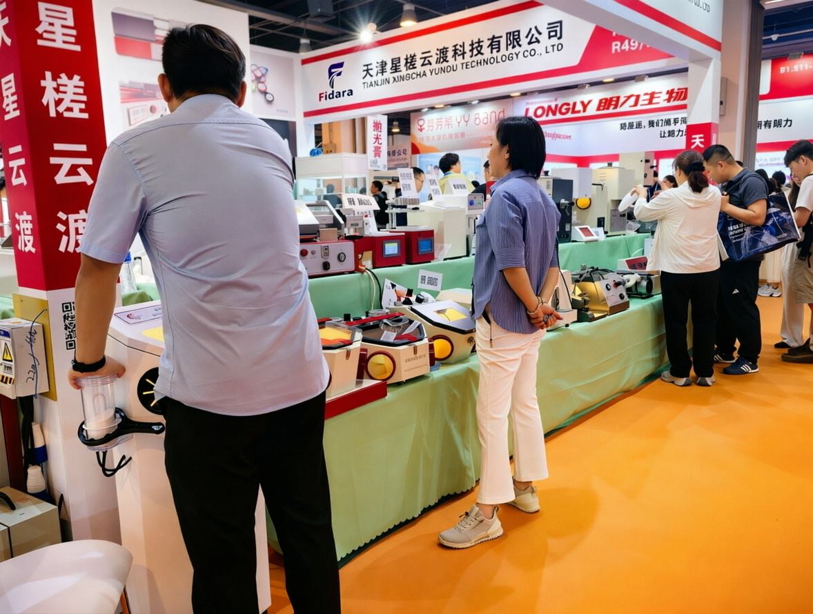 Exhibition booth whose banner shows the Fidara logo next to the company name Tianjin Xingcha Yundu Technology Co., Ltd.